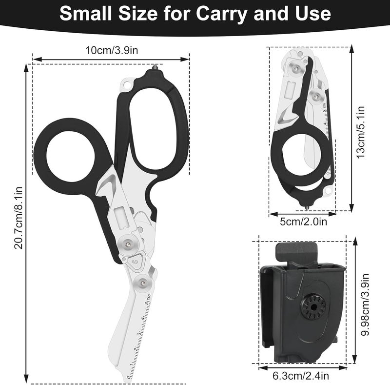 Lemasa 6-in-1 trauma shears - emergency responders, outdoor emergencies, medical staff, and outdoor camping, this combination clipper includes a folding storage box (Black) - Image 3